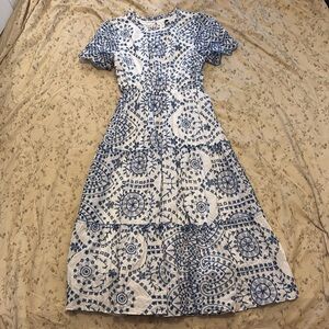 Hayden Los Angeles Eyelet Lace Scallop Sleeve Midi Dress